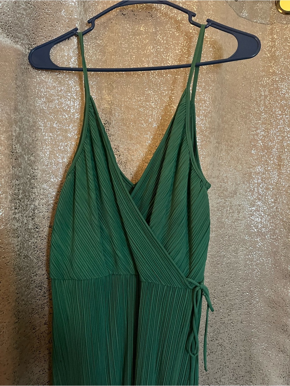 H&M Forest Green Strapless Pleated Wrap Maxi Dress